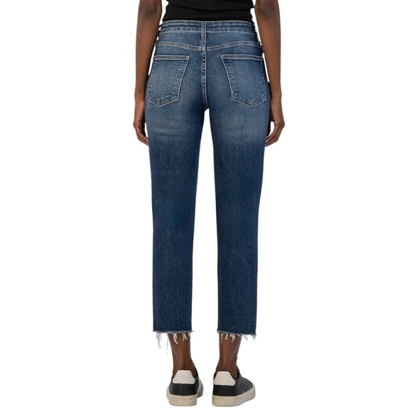 Kut from the Kloth Rachael Fab Ab Mom Jean High Rise Cropped Raw Fray Hem Size 8 - Picture 2 of 14
